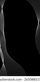 Abstract background with Vertical wavy lines at the Edge of Frame Silhouette Design vector illustration