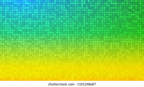 Abstract background of very small squares or pixels in yellow and green colors.