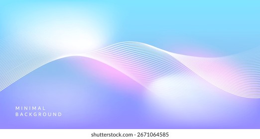 Ein abstrakter Hintergrund in lebhaften blauen und weichen violett-rosa Tönen zeichnet sich durch glatte wellenförmige Linien durch das Bild, mit subtilen Lichtfunkeln, um Tiefe zu schaffen.