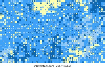 Abstract background with vibrant blue and yellow squares of varying sizes.  Perfect for website banners, tech presentations, or modern design projects.