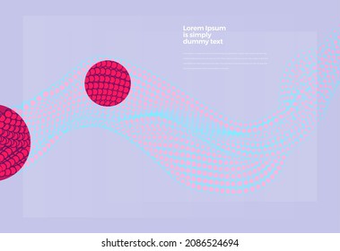 Abstrakter Hintergrund mit lebhafter, farbiger Strahlung emittierter Teilchenlinienwelle. Design-Vorlage für konzeptionelle Elemente. Moderne Vektorgrafik.