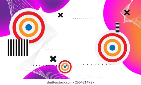 Abstract background Vibrant Color Presentation. Geometric minimal digital network communication. Fun festival backdrop