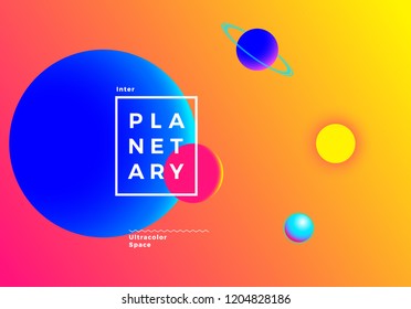 Abstract background with vibrant colorful planets in space with ultra colors