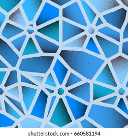 Abstract background with vibrant colors and retro styled vintage dotwork gradients on voronoi grid