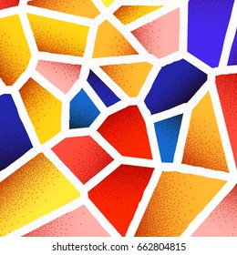 Abstract background with vibrant colors and retro styled vintage dotwork gradients on voronoi grid