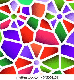 Abstract background with vibrant colors and retro styled vintage dotwork gradients on voronoi grid