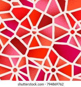 Abstract background with vibrant colors and retro styled vintage dotwork gradients on voronoi grid