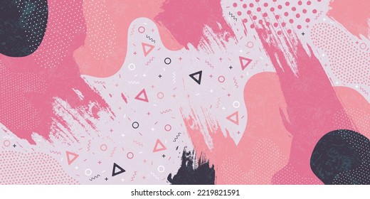 Fondo abstracto con colores y formas vibrantes, vector Memphis diseño creativo moderno