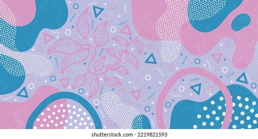 Abstract background with vibrant colors and shapes, vector Memphis modern creative design