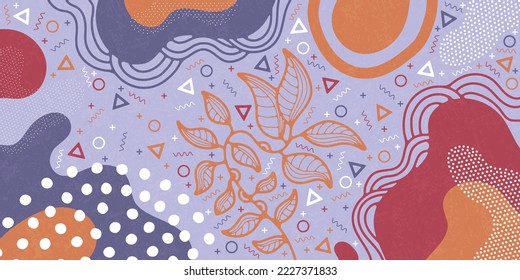 Abstract background with vibrant colors and shapes, vector Memphis modern creative design