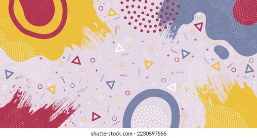 Abstract background with vibrant colors and shapes, vector Memphis modern creative design