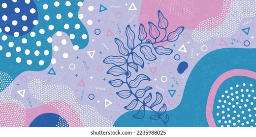 Abstract background with vibrant colors and shapes, vector Memphis modern creative design