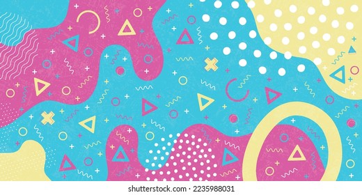 Abstract background with vibrant colors and shapes, vector Memphis modern creative design