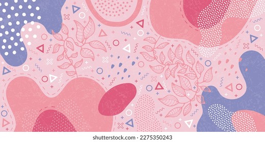 Fondo abstracto con colores y formas vibrantes, vector Memphis diseño creativo moderno
