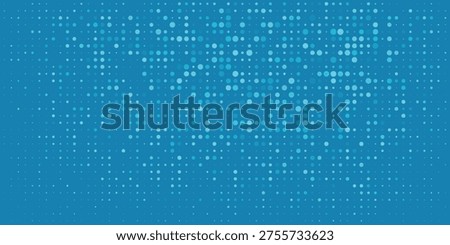 Abstract background with vibrant cyan and azure blue digital dots halftone texture.