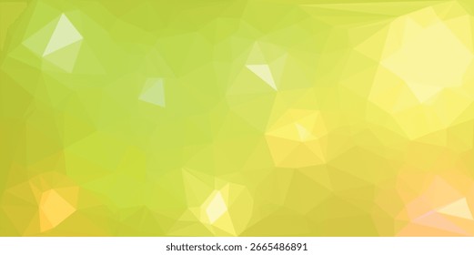Abstrakter Hintergrund mit einem lebendigen grünen und gelben Farbverlauf. Geometrisches Low-Poly-Muster mit weicher Fokussierung für modernes Design.