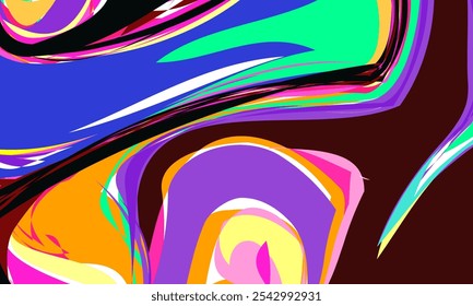 ABSTRACT BACKGROUND. VIBRANT MARBLING. COLORFUL BACKDROP. PSYCHEDELIC PAINT ABSTRACTION. MARBLE PATTERN. TEMPLATE DESIGN VECTOR ILLUSTRATION