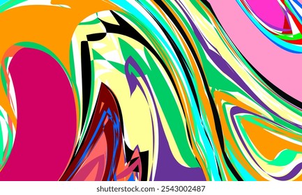 ABSTRACT BACKGROUND. VIBRANT MARBLING. COLORFUL BACKDROP. PSYCHEDELIC PAINT ABSTRACTION. MARBLE PATTERN DESIGN ILLUSTRAION. TEMPLATE VECTOR