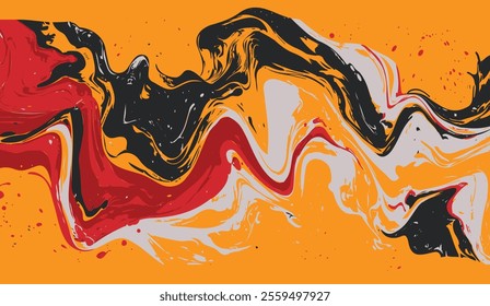 abstract background with vibrant red, black, and orange fluid marble textures. Perfect for creative projects, art designs, or modern presentations
