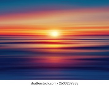 Abstract Background of a Vibrant Sunset Over the Ocean Water in Warm and Cool Tones