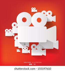abstract background with video-camera web icon, flat design