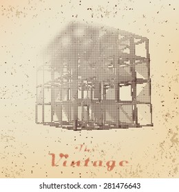 Abstract background of vintage cage on faded worn paper