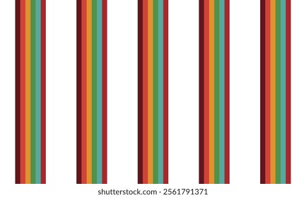 Abstract background with vintage color strip color lines endless pattern, seamless replete I get design for fabric printing or retro background, red, green, yellow, orange, brown