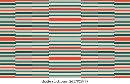 Abstract background with vintage color strip color lines endless pattern, seamless replete I get design for fabric printing or retro background, orange, green, blue, beige, gray
