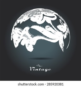 Abstract background of vintage foliage sphere pattern on dark backdrop