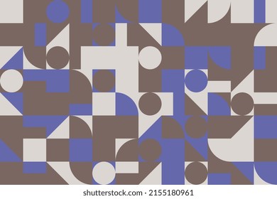 Abstract background with vintage geometric pattern. Bauhaus pattern with basic shapes in square grid. Multicolor retro vector illustration easy to edit and customize. Eps10