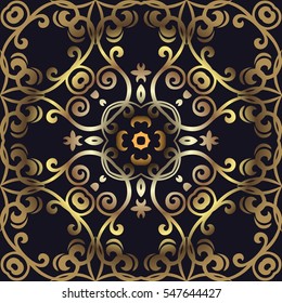 abstract background of vintage golden patterns of the elements of geometric shapes, wavy lines and spirals