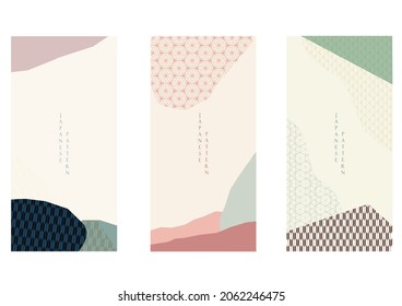 Abstract background in vintage style. Chinese new year banner. Geometric line with Japanese pattern vector. Contemporary shapes in oriental template. 