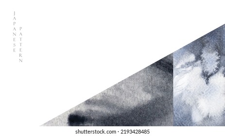 Abstract background in vintage style. Geometric shape with Japanese pattern vector. Contemporary element in oriental template. Black and white watercolor texture banner design.