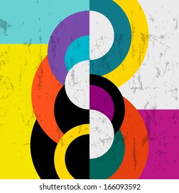 abstract background, vintage/retro geometric design, grungy