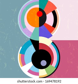 abstract background, vintage/retro geometric design, grungy