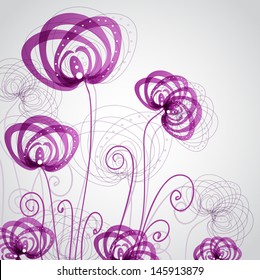 Abstract background with violet flowers 
