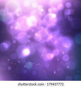 Abstract background, violet magic lights. Vector illustration. 