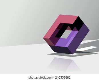 abstract background with violet object regular shape , grey basis odd light plus shadow