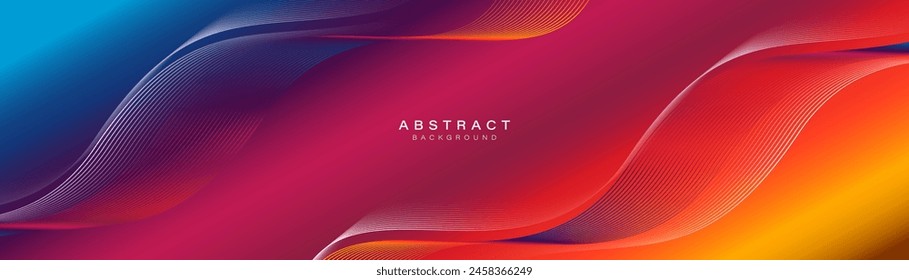 Abstract background with vivid geometric wavy lines. Modern minimal trendy colorful lines pattern horizontal. Vector illustration