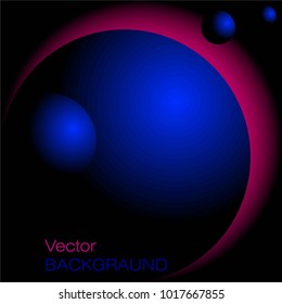 Abstract background of volumetric balls of different sizes on a dark background. Vector stock.