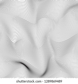 Abstract background with volumetric blue waves. Dynamic surface movement.