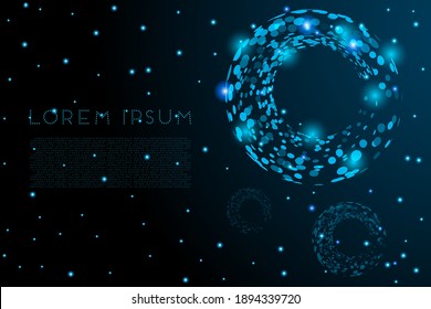Abstract background with volumetric figures, cosmic, starry.