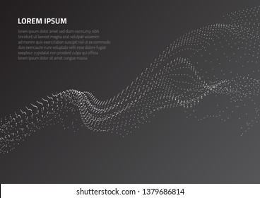 Abstract background with volumetric forms of particles. Particle oscillation and motion of waves in space. Abstract background with volumetric forms of particles. Particle oscillation and motion of waves in space.