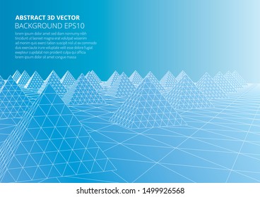 Abstract background with volumetric pyramids. Surreal landscape. The geometric structure of objects.