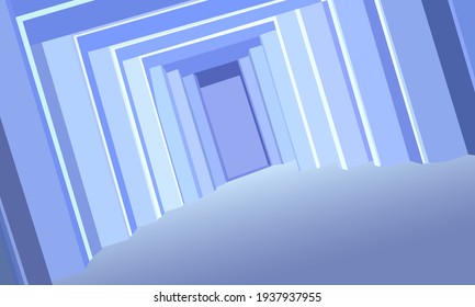 abstract background for wall decoration in the form of a portal in light blue tones