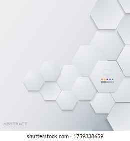 Abstract background wallpaper hexagon in white paper cut vector 
