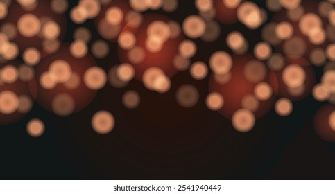 Abstract background with warm bokeh effect. Background for holidays, party, celebrating or festival. Wallpaper with bokeh effect on dark background. Glitter and sparkling. Vector illustration. 