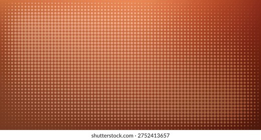 Abstract background with warm copper brown and orange halftone dot textures.