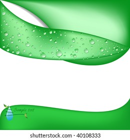 Abstract background with water drops and icon. Vector illustration.