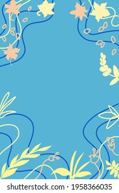 Abstract background water and leaves in blue and yellow colors